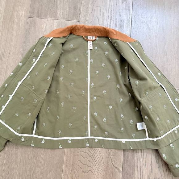 Anthropologie Dolan Left Coast Floral Embroidered Barn Jacket Green Medium - Picture 10 of 12